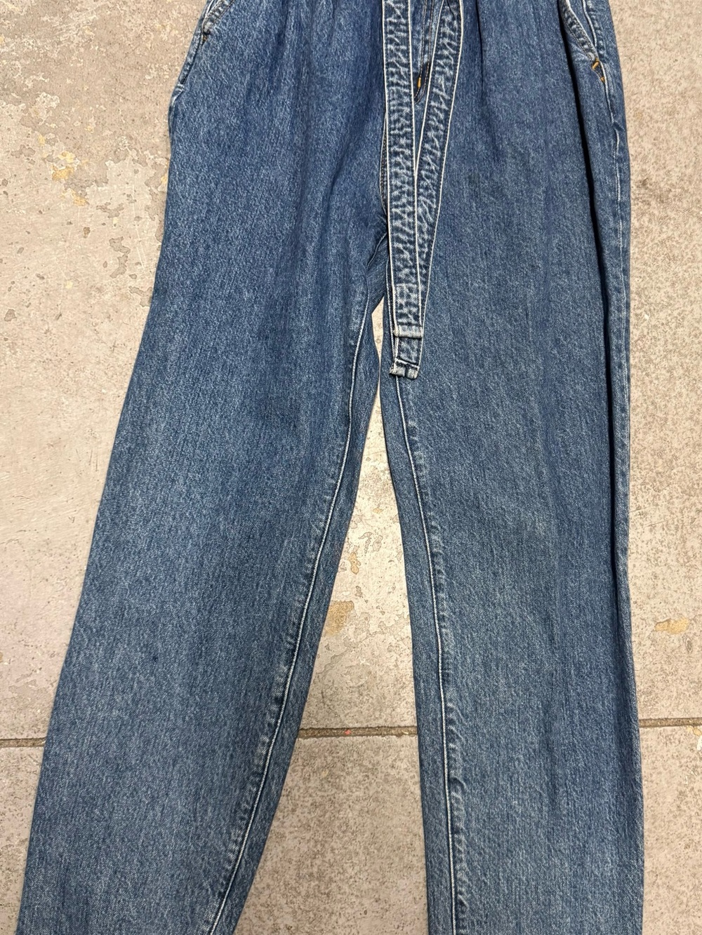 Abercrombie & Fitch Blue Paperbag Waist Tie Jeans